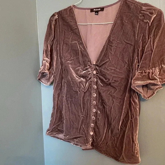 Pewter grey velvet Madewell top - Picture 6 of 9